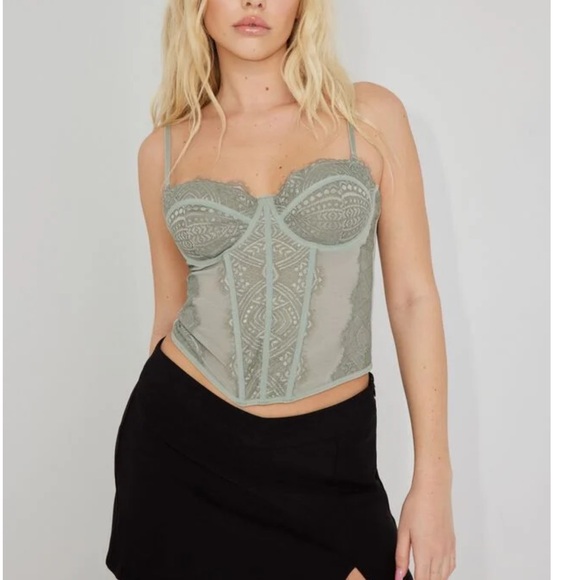 Green Corset Top - Picture 1 of 2